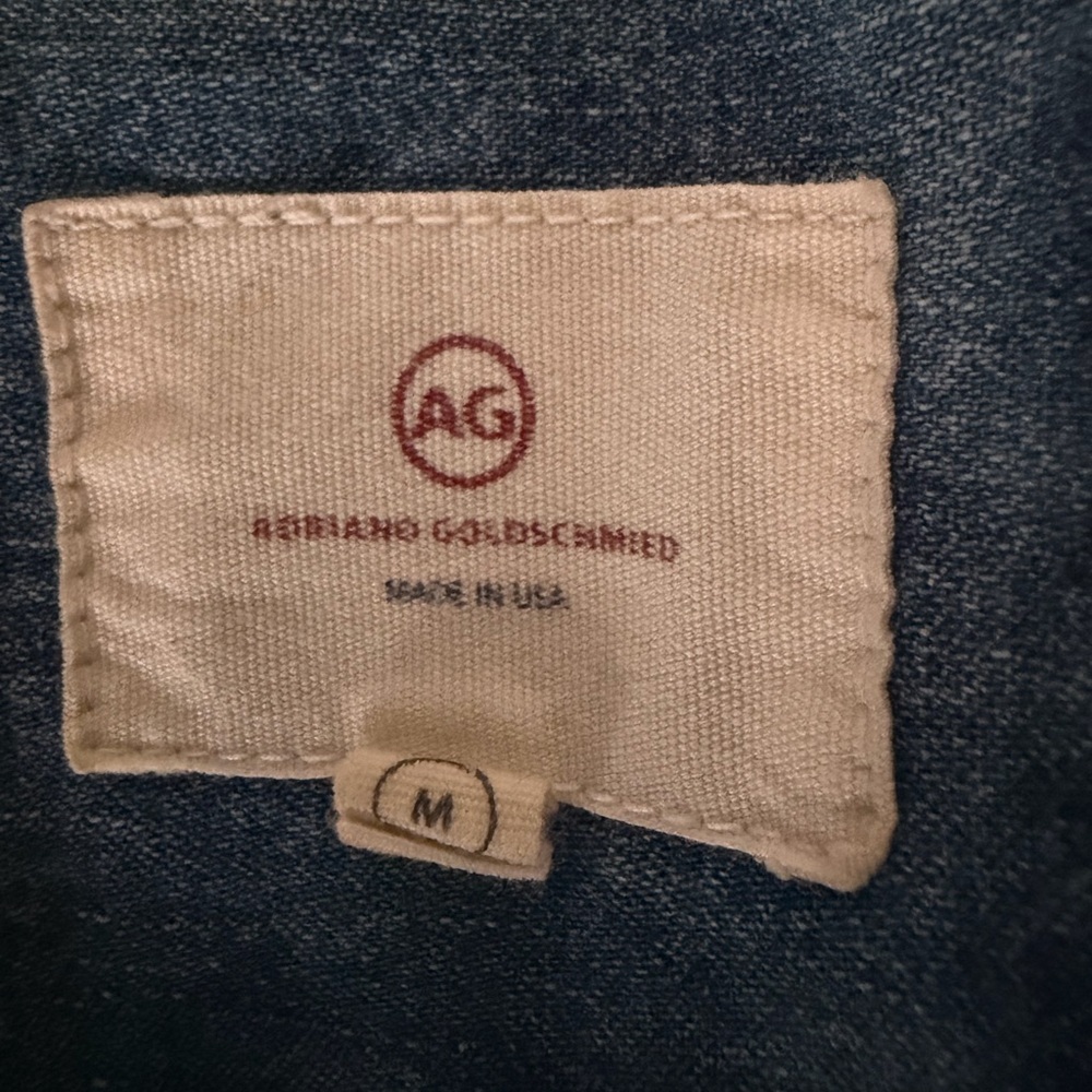 AG Adriano Goldschmied Denim Shirt Medium Chambray Button Front Roll Tab Sleeve - Picture 6 of 6